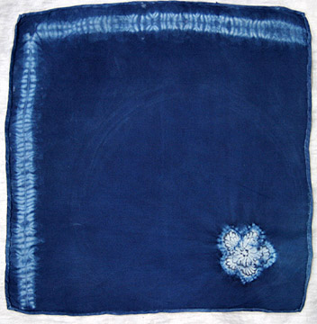 <i>Shibori</i> and vat dyed silk handkerchief