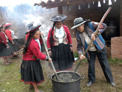 Nilda helping stir the dye pot