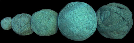 Yarn balls showing the colors that can be achieved with Kinsa Q'uchu