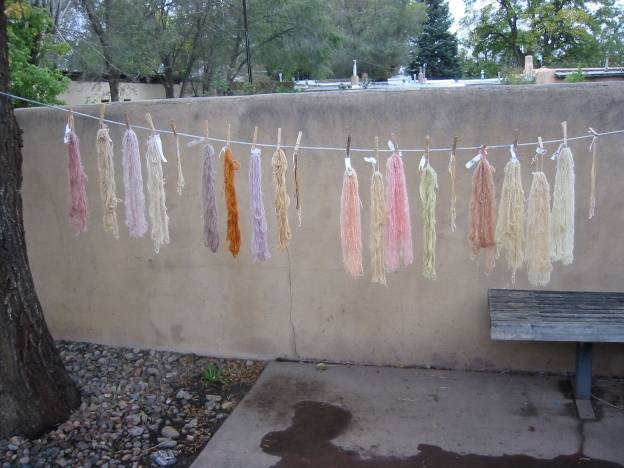 Yarns drying on the line