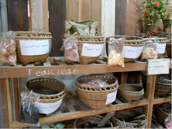 Baskets of natural dye
            plants