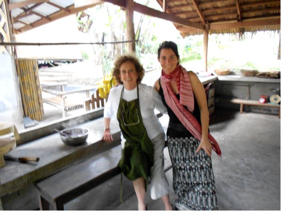 The author at the dye table
            with Jo Smith at Ock Pop Tok