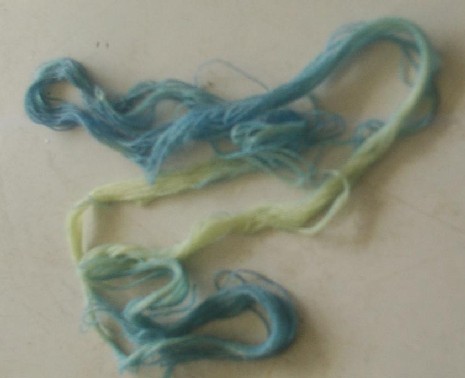 Dyed yarn after exposure to air