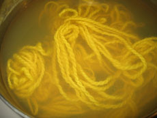 Masham yarn in the dye pot