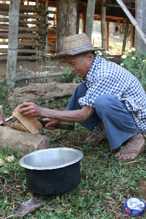 Chopping sour wood