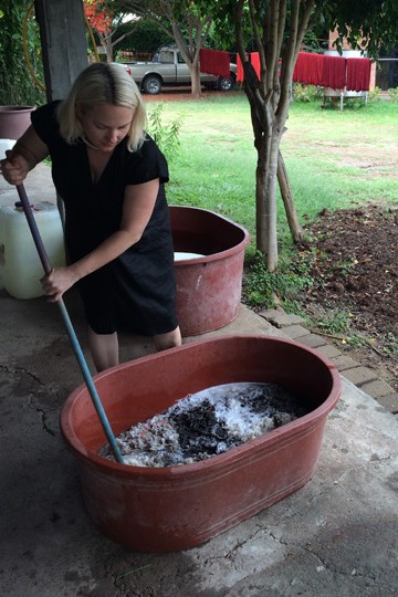 Miranda prepping yarn in Teotitln del Valle