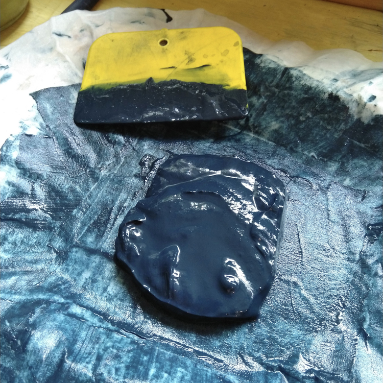 Freshly filtered homegrown indigo pigment paste