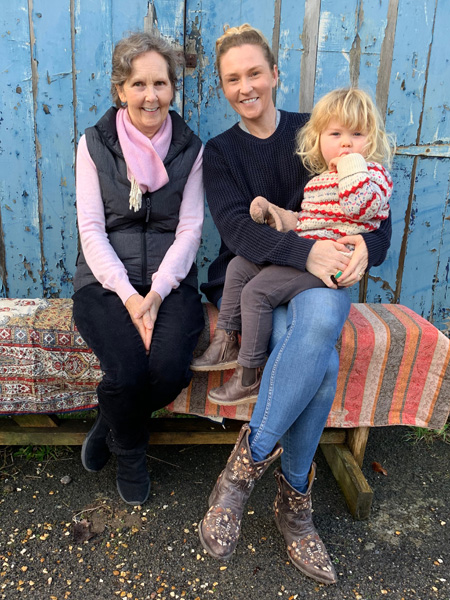 Claudia, Ellie and Frankie outside Ellie's studio